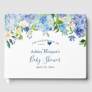 Blue Hydrangea Watercolor Floral Baby Dusche Gästebuch