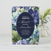 Blue Hydrangea Watercolor Floral Bridal Einladung (Stehend Vorderseite)