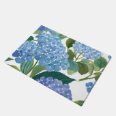 Blue Hydrangea Watercolor Floral Coastal Fußmatte (Schrägansicht)