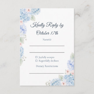 Blue Hydrangea Watercolor Floral RSVP Card Karte