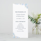 Blue Hydrangea Watercolor Floral Wedding Program Programm (Stehend Vorderseite)