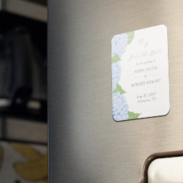 Blue Hydrangea Watercolor Hochzeit Sichern Sie das Magnet