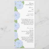 Blue Hydrangea Watercolor Hochzeitsprogramm Programm (Vorderseite)