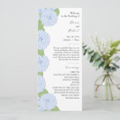 Blue Hydrangea Watercolor Hochzeitsprogramm Programm (Stehend Vorderseite)