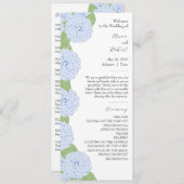 Blue Hydrangea Watercolor Hochzeitsprogramm Programm (Vorne/Hinten)