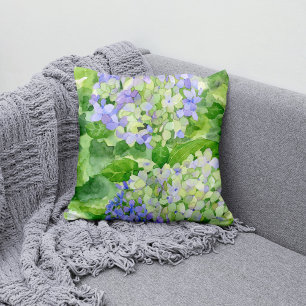 Blue Hydrangea Watercolor Kissen