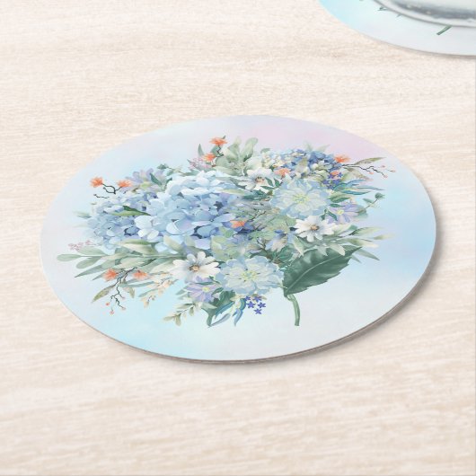 Blue Hydrangea Watercolor Paper Untersetzer (Angewinkelt)