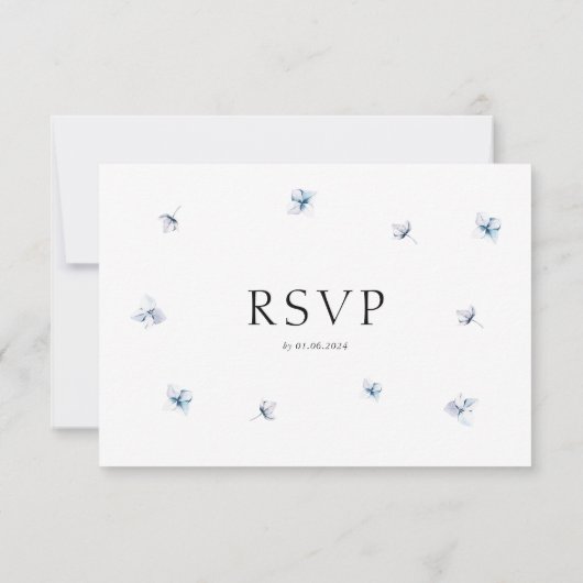 Blue Hydrangea Watercolor RSVP Card mit Umschlag (Rückseite)