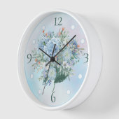 Blue Hydrangea Watercolor Rundwall Clock Uhr (Winkel)