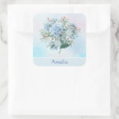 Blue Hydrangea Watercolor Square Sticker (Tasche)