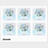 Blue Hydrangea Watercolor Square Sticker (Blatt)
