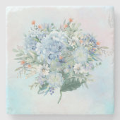 Blue Hydrangea Watercolor Square Untersetzer (Vorderseite)