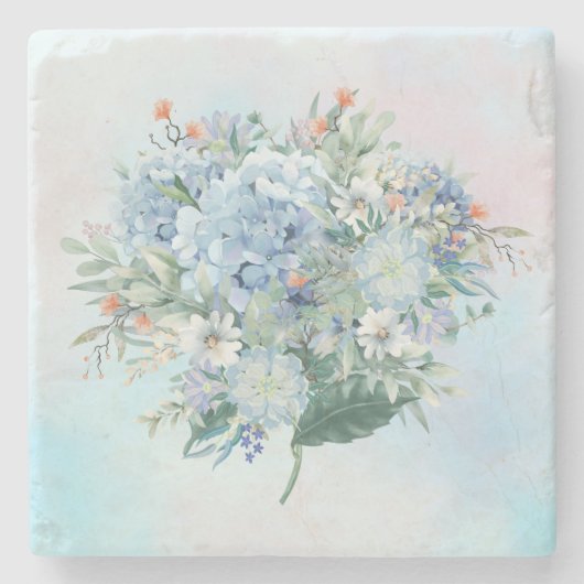 Blue Hydrangea Watercolor Square Untersetzer (Vorderseite)