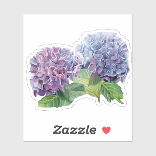 Blue Hydrangea Watercolor Sticker (Blatt)
