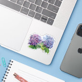 Blue Hydrangea Watercolor Sticker (Laptop mit iPhone)
