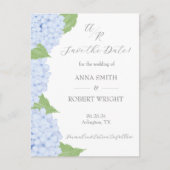 Blue Hydrangea Watercolor Wedding Ankündigungspostkarte (Vorderseite)