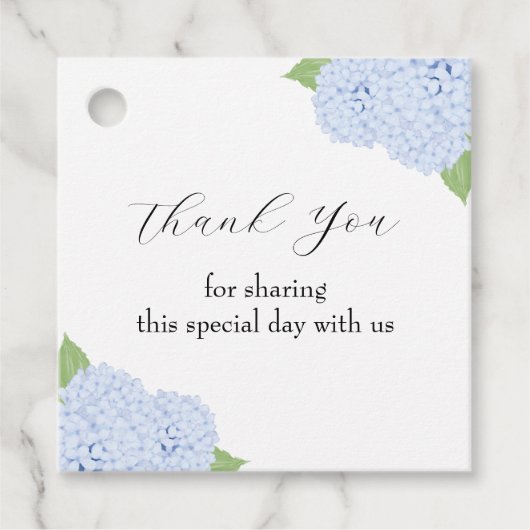 Blue Hydrangea Watercolor Wedding Geschenkanhänger (Vorderseite)
