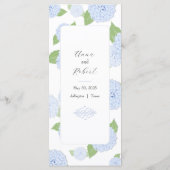 Blue Hydrangea Watercolor Wedding Menu Menükarte (Rückseite)