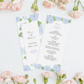 Blue Hydrangea Watercolor Wedding Menu Menükarte