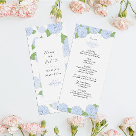 Blue Hydrangea Watercolor Wedding Menu Menükarte