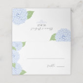 Blue Hydrangea Watercolor Wedding Platzkarte (Außenseite Aufgefaltet)