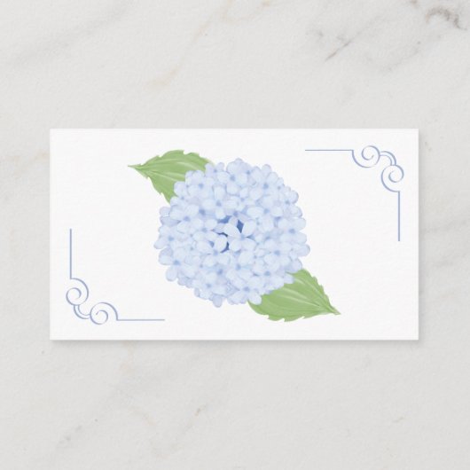 Blue Hydrangea Watercolor Wedding QR Code Begleitkarte (Rückseite)