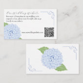 Blue Hydrangea Watercolor Wedding QR Code Begleitkarte (Vorne/Hinten)