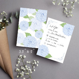Blue Hydrangea Watercolor Wedding RSVP Card Karte