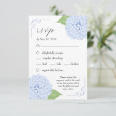 Blue Hydrangea Watercolor Wedding RSVP mit QR Code Karte (Stehend Vorderseite)