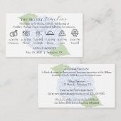 Blue Hydrangea Watercolor Wedding Timeline Begleitkarte (Vorne/Hinten)