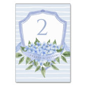 Blue Hydrangea Watercolor Wedding Wappen Tischnummer (Rückseite)