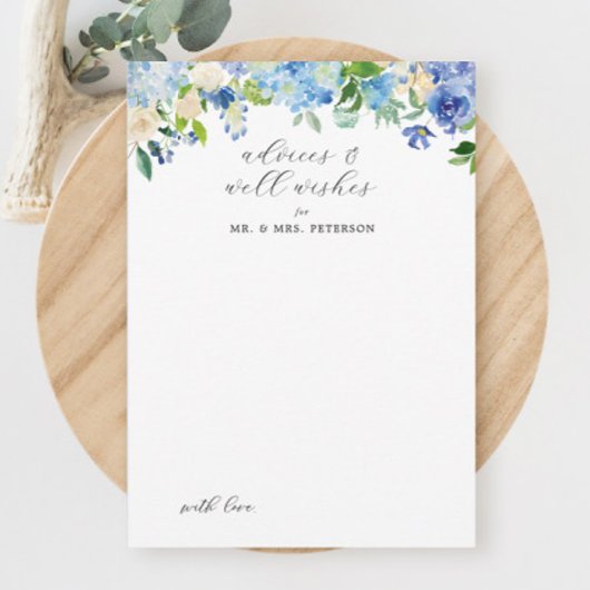 Blue Hydrangea Wedding Advice und Wünsche Einladung