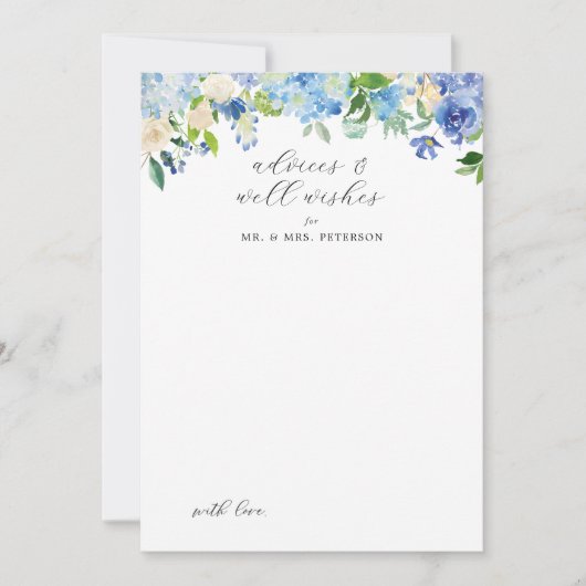 Blue Hydrangea Wedding Advice und Wünsche Einladung (Vorderseite)