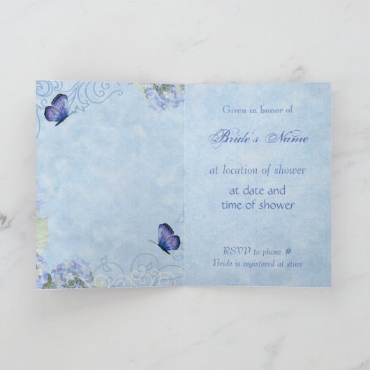 Blue Hydrangea, Wedding Bridal Dusche Einladung (Innenseite)