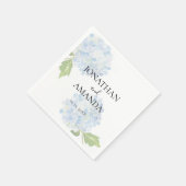 Blue Hydrangea Wedding Cocktail Serviette (Ecke)