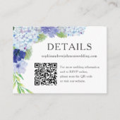 Blue Hydrangea Wedding Details Card Visitenkarte (Vorderseite)