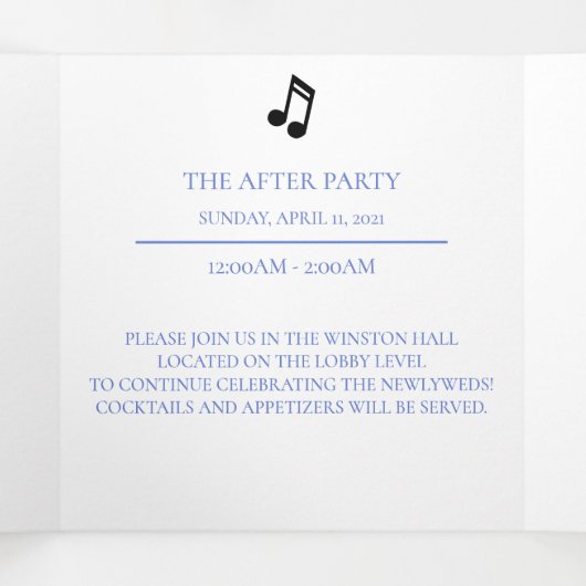 Blue Hydrangea Wedding Details Dreifach Gefaltete Ankündigung (Innenseite Mitte)