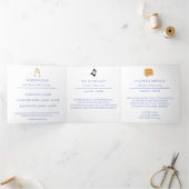 Blue Hydrangea Wedding Details Dreifach Gefaltete Ankündigung (Innenseite)