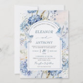 Blue Hydrangea Wedding Einladung (Vorderseite)