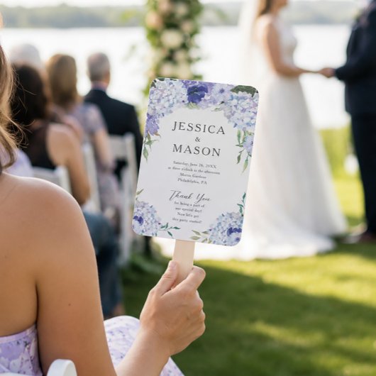 Blue Hydrangea Wedding Fan Programm Fächer
