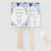 Blue Hydrangea Wedding Fan Programm Fächer (Vorne und Hinten)