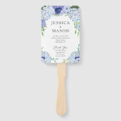 Blue Hydrangea Wedding Fan Programm Fächer (Vorderseite)