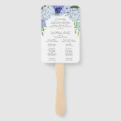 Blue Hydrangea Wedding Fan Programm Fächer (Rückseite)