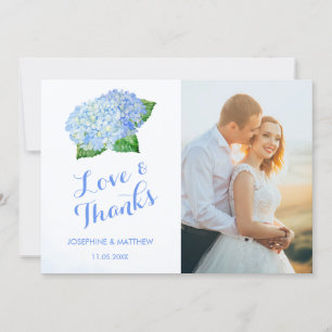 Blue Hydrangea Wedding Foto Dankeskarte