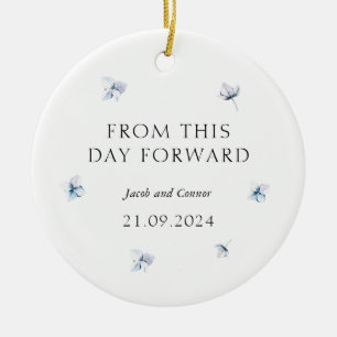 Blue Hydrangea Wedding Gift Weihnachtsbaum Keramik Keramik Ornament
