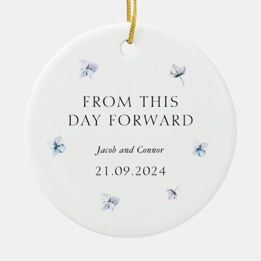 Blue Hydrangea Wedding Gift Weihnachtsbaum Keramik Ornament (Vorne)
