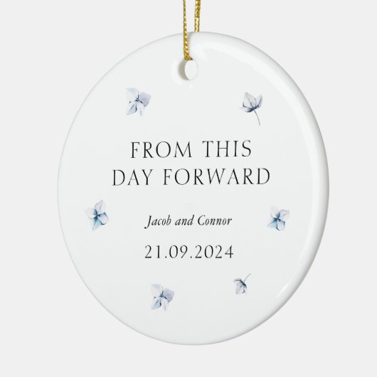 Blue Hydrangea Wedding Gift Weihnachtsbaum Keramik Ornament (Links)