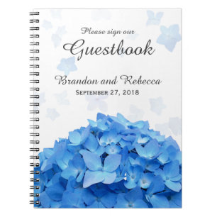 Blue Hydrangea Wedding Guestbook Notizblock