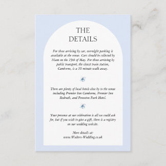 Blue Hydrangea Wedding Invite Details Card Begleitkarte