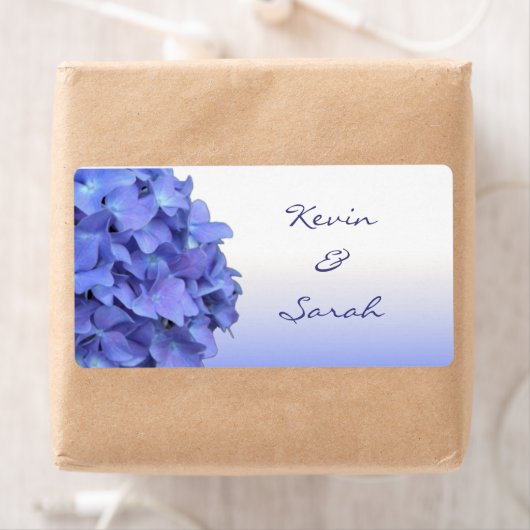 Blue Hydrangea Wedding Labels (Insitu)